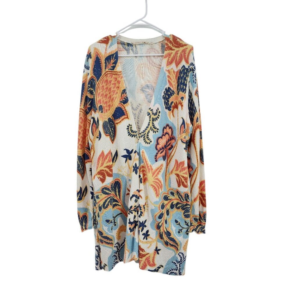 Soft Surroundings XL Floral Patchwork Open-Front Cardigan Sweater - Multi